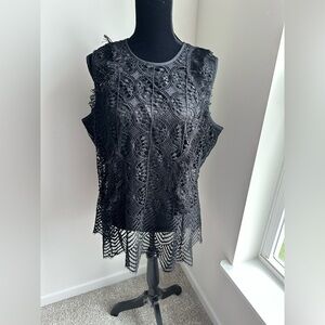 Women’s Mod X Black Lace‎ Fringe Tank Top